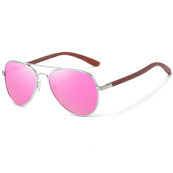 EZREAL Classic Wood Sunglasses Pilot Metal Frame Wooden Sunglasses Men Metal Driving Luxury Shades UV400 gafas de sol mujer 2801 - bertofonsi