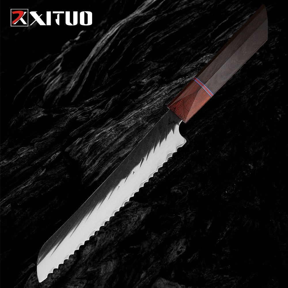 XITUO 8 Inch Bread Knife High Quality German 3-Layer Composite Steel Toast And Cake Serrated Knife Multifunctional Baking Knives - bertofonsi