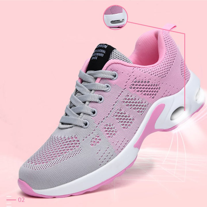 Casual Women Sneakers Air Cushion Platform Flat Shoes Femme Tennis Trainers Breathable Fly Wire Hit Color Comfort Zapatos Mujer - bertofonsi