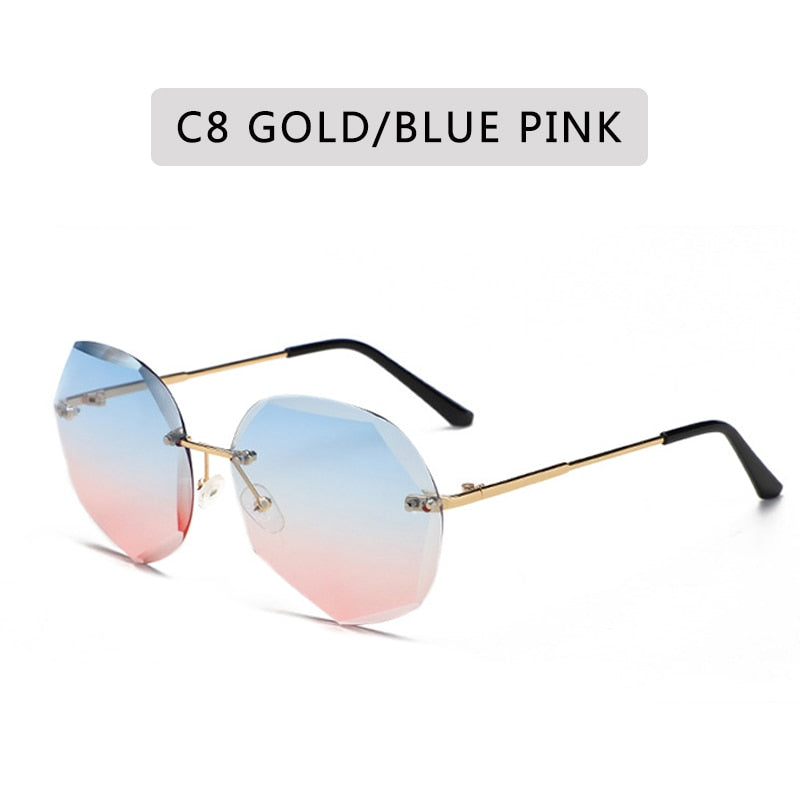 Oversized Rimless Sunglasses Fashion Women Metal Gradient Sun glasses Luxury Lady Sunglass Eyewear UV400 Shades gafas de sol - bertofonsi