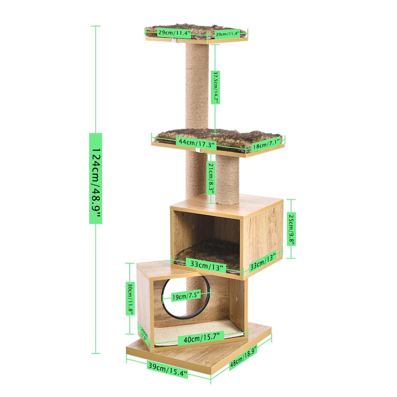 Luxury Cat Tree  Large Climbing Frame Multi-Layer Scratching Post Resistant Sisal Cat Tree with Hanging Ball Kittern Playground - bertofonsi