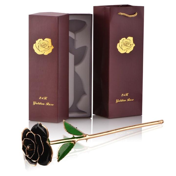 Gifts for Women 24k Gold Dipped Rose with Stand Eternal Flowers Forever Love In Box Girlfriend Wedding Christmas Gifts for Her - bertofonsi