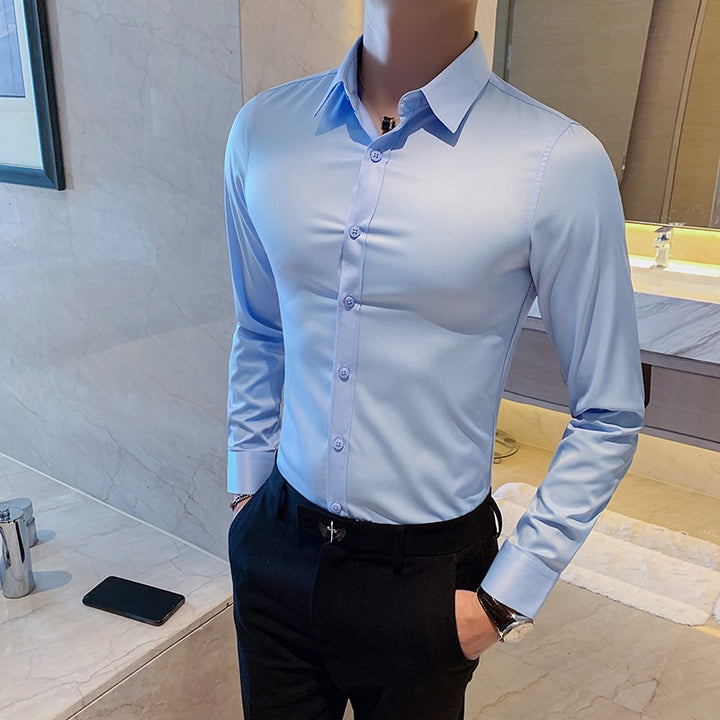 1 British Style Long Sleeve Shirt Men Clothing - bertofonsi