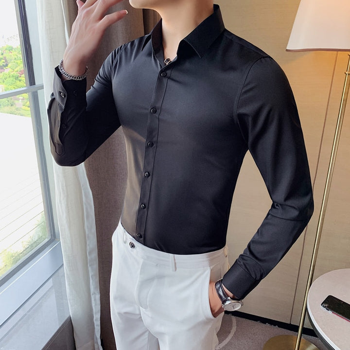 1 British Style Long Sleeve Shirt Men Clothing - bertofonsi