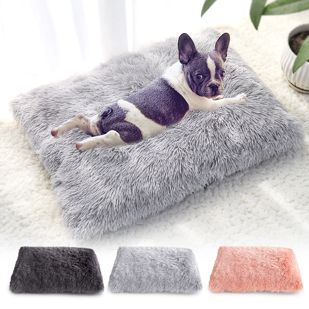 Long Plush Dog Bed Pet Cushion Blanket Soft Fleece Cat Cushion Puppy Chihuahua Sofa Mat Pad For Small Large Dogs - bertofonsi