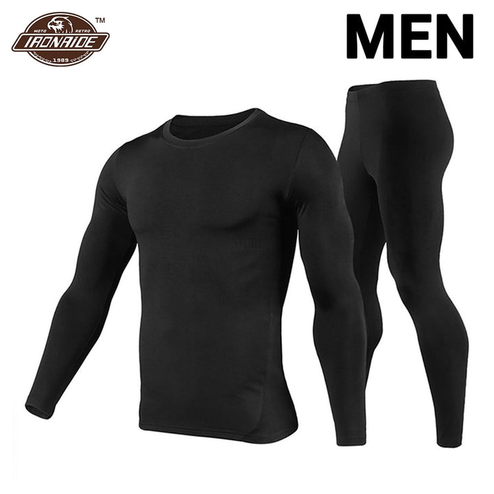 Herobiker Winter Men Fleece Lined Thermal Underwear Set Motorcycle Skiing Base Layer Warm Shirts & Tops Bottom Suit 3 Colour - bertofonsi