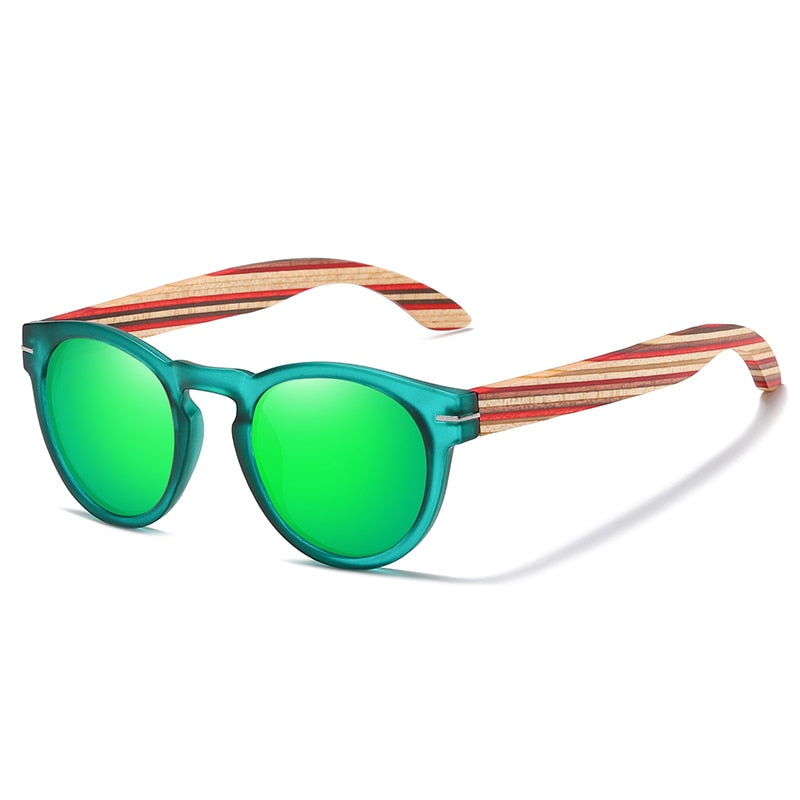EZREAL Brand Designer Polarized Sunglasses Men Plastic Frame Wood Earpieces Fashion Oval Sun Glasses Mirror Lens UV400 - bertofonsi