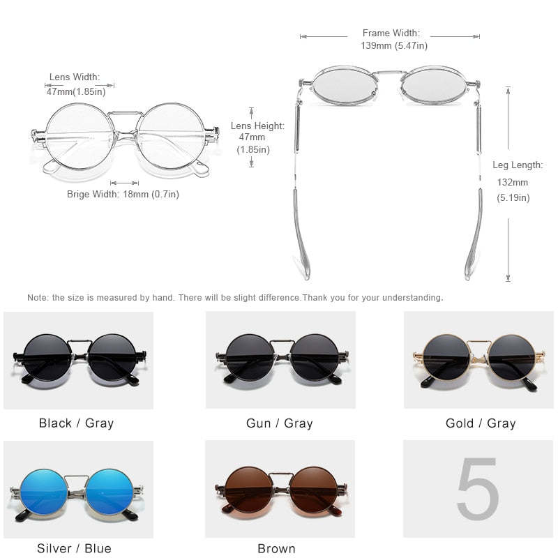 KINGSEVEN High Quality Gothic Steampunk Sunglasses Polarized Men Women Brand Designer Vintage Round Metal Frame Sun Glasses - bertofonsi