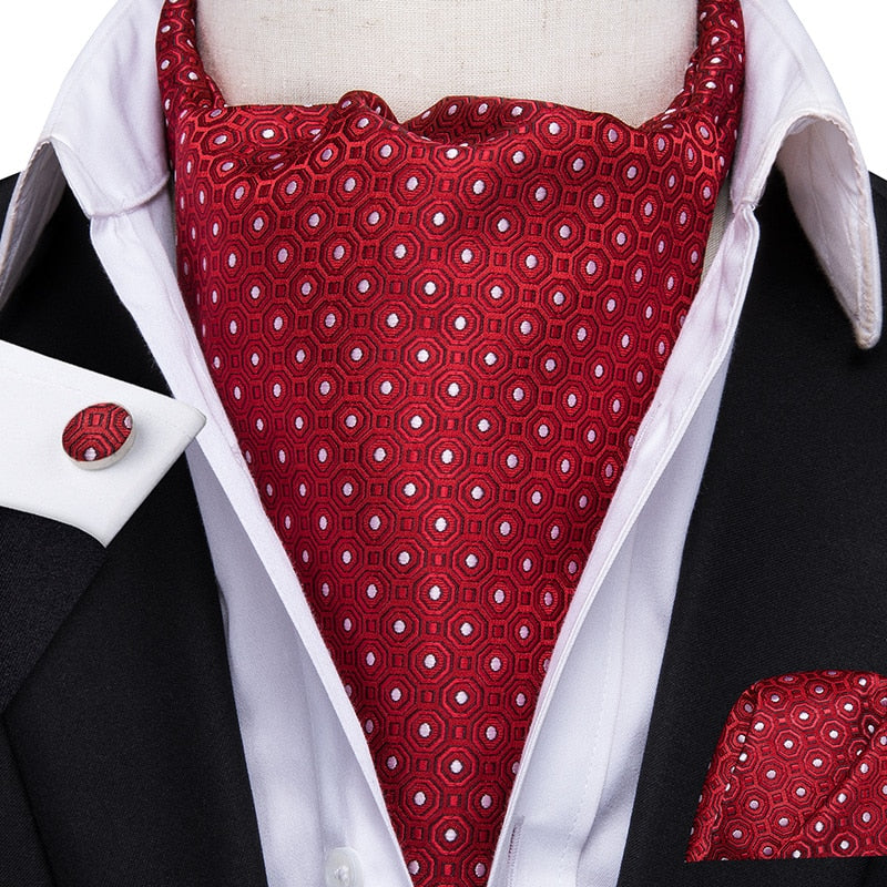 Hi-Tie Men's Vintage Paisley Wedding Formal Cravat Ascot Scrunch Self British style Gentleman Polyester Silk Casual Scarf Tie - bertofonsi