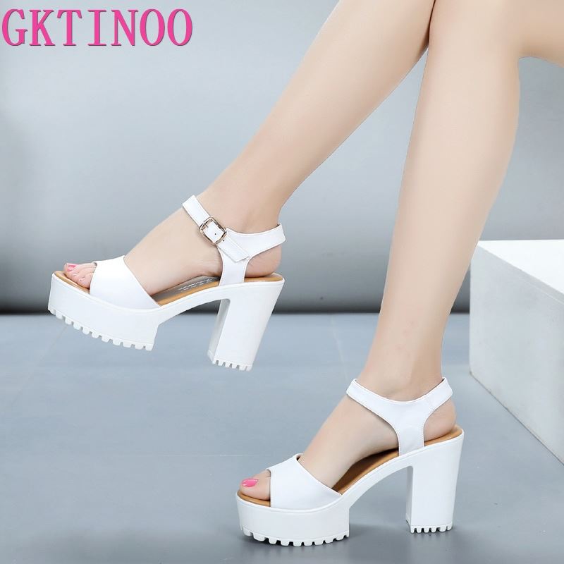 GKTINOO New Summer Women Sandals Shoes 2022 Thick With OL Korean Summer Sandals Large Size Genuine Leather Women Shoes Sandals - bertofonsi
