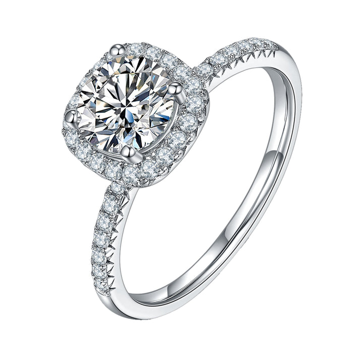 GEM'S BALLET 925 Sterling Silver Ring 1Ct VVS1 Pink Blue Green Moissanite Halo Engagement Rings For Women Wedding Jewelry - bertofonsi