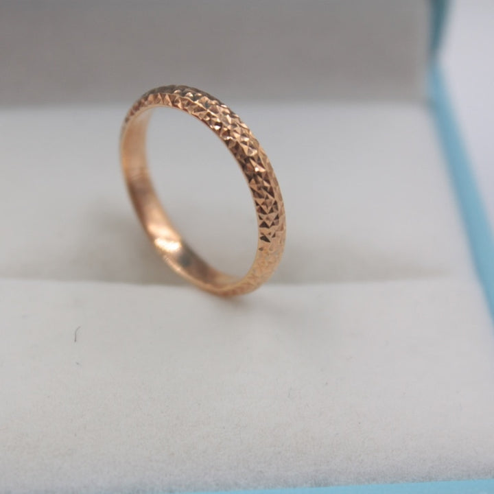 18k Soild Gold Ring For Women Girl Star Shining Band Real Rose Gold Lucky Carved Ring US Size 7 &amp;8  Best Gift Ring  Jewelry - bertofonsi
