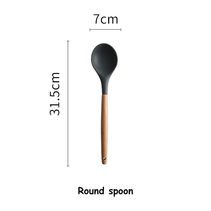 1Pcs/Set Silicone Cooking Utensils kitchen Accessories Set Tool Ladle Egg Beaters Shovel Cooking Non-stick Wooden Handle Spatula - bertofonsi