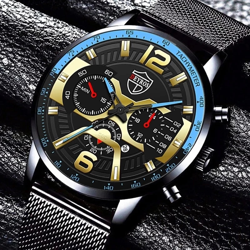 Luxury Men&#39;s Bracelets Watches Fashion Men Stainless Steel Mesh Belt Quartz Watch Business Casual 2023 Male Clock reloj hombre - bertofonsi