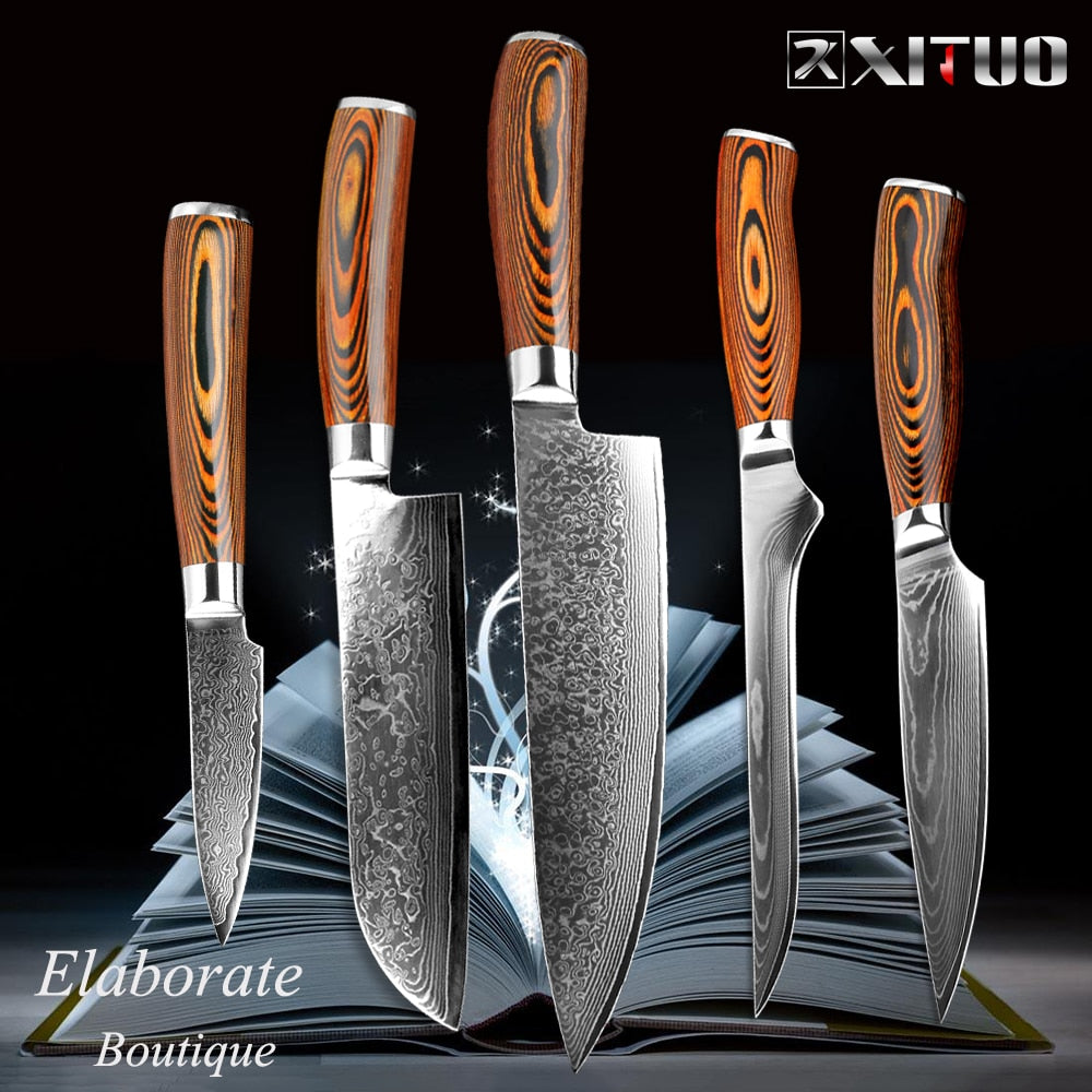 XITUO Damascus Kitchen Knife Japanese vg10 High Carbon Stainless Steel Professional Chef Knife Boning Slicing Utility Cleaver CN - bertofonsi