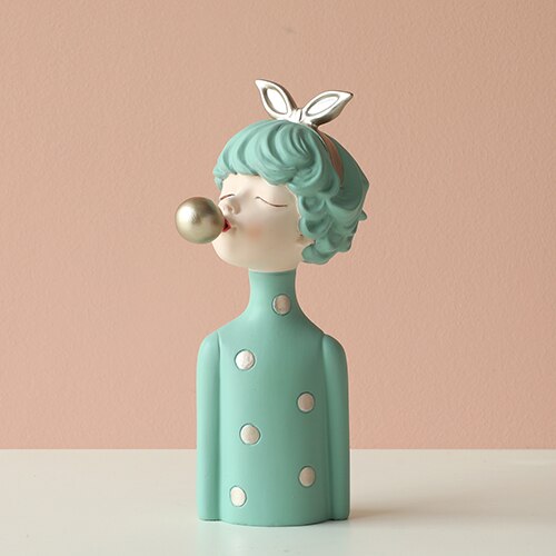 Bubble Girl Modern Sweet Young Girl figurines Resin Art Wedding Birthday Home Decoration Accessories Fairy Gift table top décor - bertofonsi