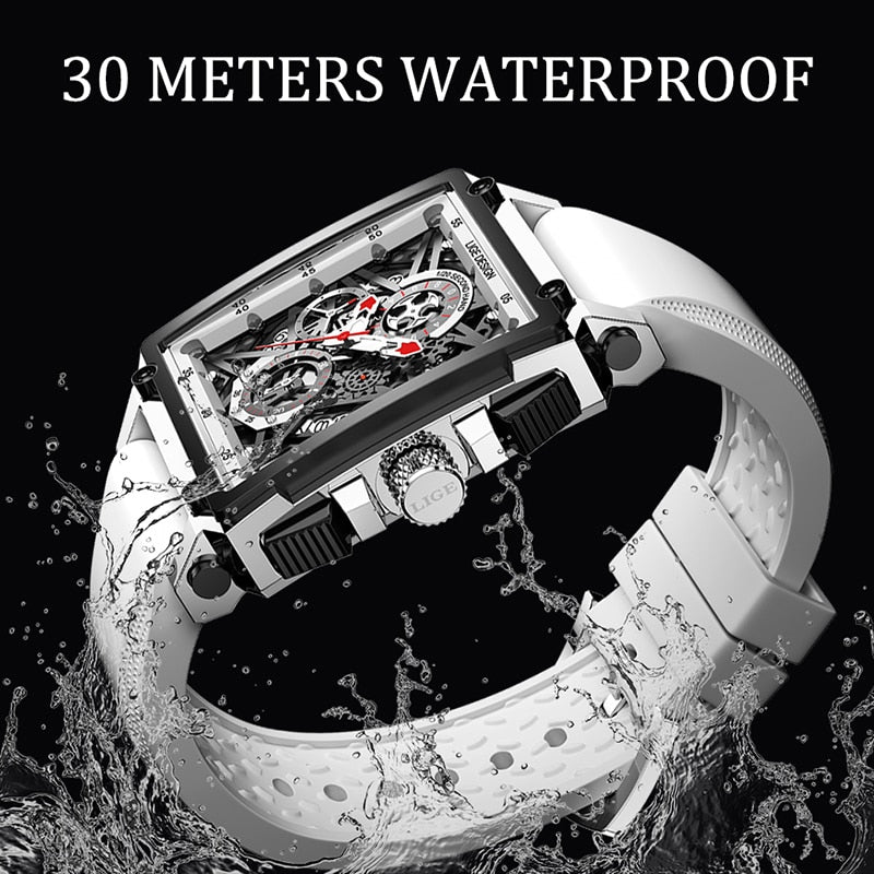 2022 New Men Watches LIGE Top Brand Luxury Waterproof Quartz Square Watch For Men Date Sport Hollow Clock Male Relogio Masculino - bertofonsi