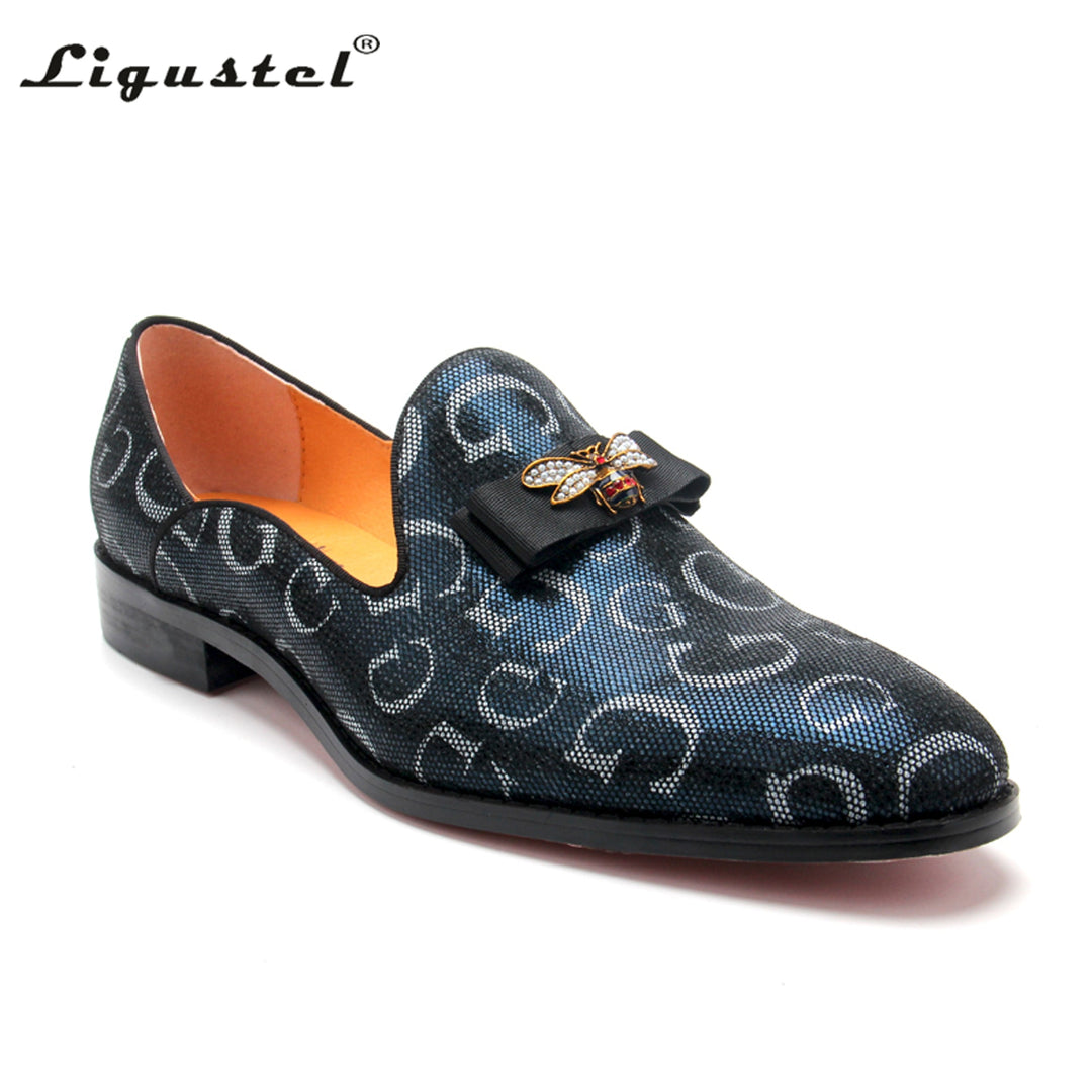 Genuine Leather Loafers Men Prom blue Casual Bee Shoes Luxury Wedding Evening Party Slip On Red Bottom formal dress plus Size 13 - bertofonsi