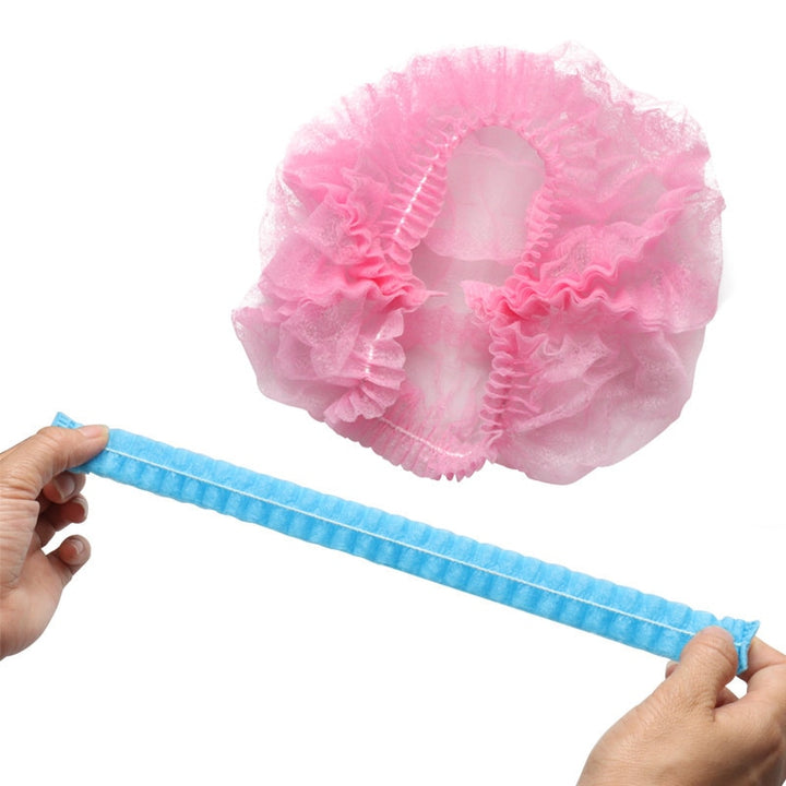 100pcs Disposable Pleated Elastic Mesh Shape Non-woven Bath Hat For Eyelash Extension Clear Waterproof Hair Hat Shower Cap - bertofonsi