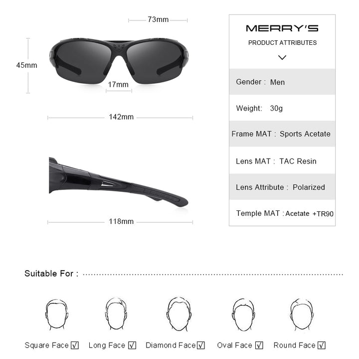 MERRYS DESIGN Men Polarized Outdoor sports Sunglasses Male Goggles Glasses For Driving UV400 Protection S9021 - bertofonsi