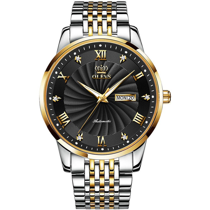 OLEVS Top Brand Automatic Mechanical Men Watch Threaded Dial Waterproof Stainless Steel Strap Classic Men&#39;s Watches Luxury - bertofonsi
