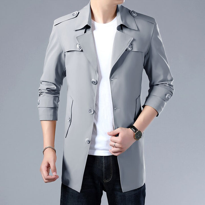 Thoshine Brand Spring Autumn Men Trench Coats Superior Quality Buttons Male Fashion Outerwear Jackets Windbreaker Plus Size 3XL - bertofonsi