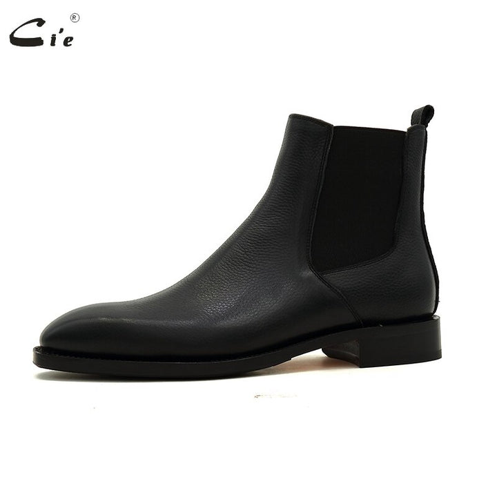 cie Handmade Goodyear Welted Chelsea Leather Outsole Boot Pebble Grain Calf Leather Men Official Shoes Black Dress Shoes A207 - bertofonsi