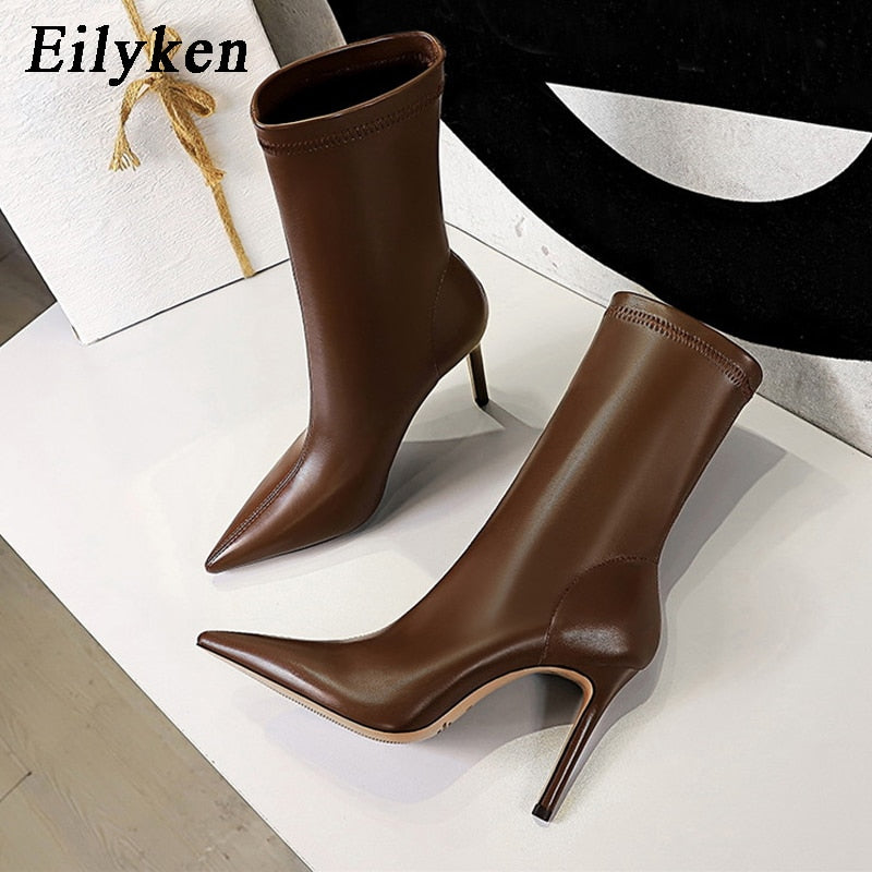 Eilyken 2023 Spring High Quality Soft PU Leather Boots Women Pointed Toe Pumps Heels Fashion Ladies Party Shoes Size 34-40 - bertofonsi