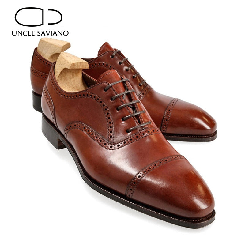 Uncle Saviano Oxford Mens Shoes Wedding Dress Formal Genuine Leather Office Shoe Original Designer Business Best Man Shoes - bertofonsi