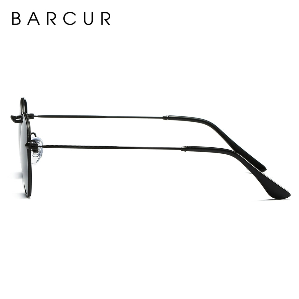BARCUR Retro Reflective Sunglasses Classic Man Minimalist Stainlesss Steel Frame Eyewear Sun Glasses Women Oculos De Sol - bertofonsi