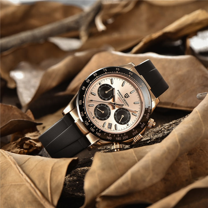PAGANI DESIGN Men Quartz Wristwatch Luxury Sapphire Glass Sport Watch Rubber Strap Chronograph Watches Mens Japan VK63 Clock Man - bertofonsi