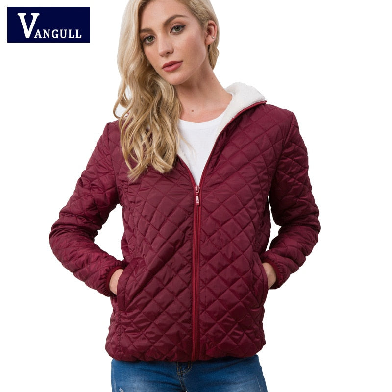 Vangull New Spring Autumn Women Hooded Fleece Basic Jackets Long Sleeve Female Winter Coats Short Zipper Casual Outerwear - bertofonsi