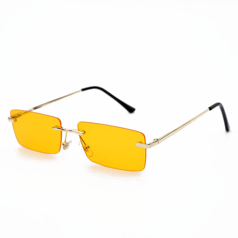 Rectangle Rimless Sunglasses Women Square Vintage Sunglasses Brand Designer Men Retro Small Yellow Gradient Glass UV400 Eyewear - bertofonsi