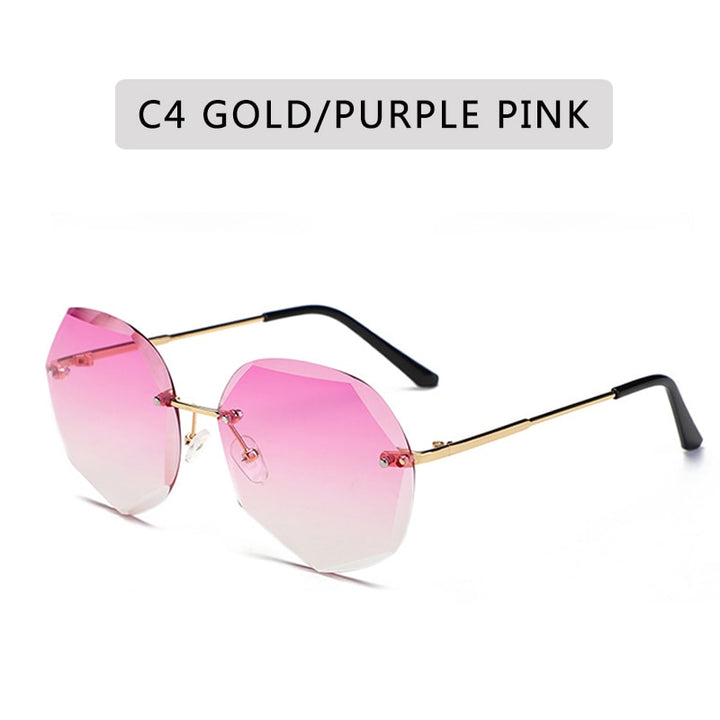Oversized Rimless Sunglasses Fashion Women Metal Gradient Sun glasses Luxury Lady Sunglass Eyewear UV400 Shades gafas de sol - bertofonsi