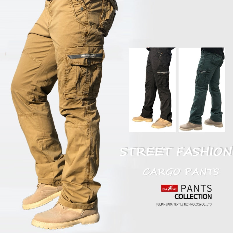 BAPAI Men&#39;s Fashion Work Pants Outdoor Wear-resistant Mountaineering Trousers Work Clothes Street Fashion Cargo Pants - bertofonsi
