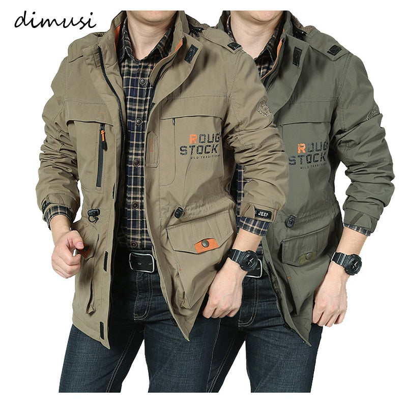 DIMUSI Men&#39;s Jackets Casual Outwear Hiking Windbreaker Hooded Coats Fashion Army Cargo Bomber Jackets Mens Clothing - bertofonsi