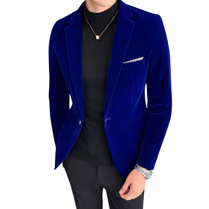 Autum Velvet Wedding Dress Coat Mens Blazer Jacket Fashion Casual Suit Jacket Stage DJ Men&#39;s Business Blazers Costume Homme - bertofonsi