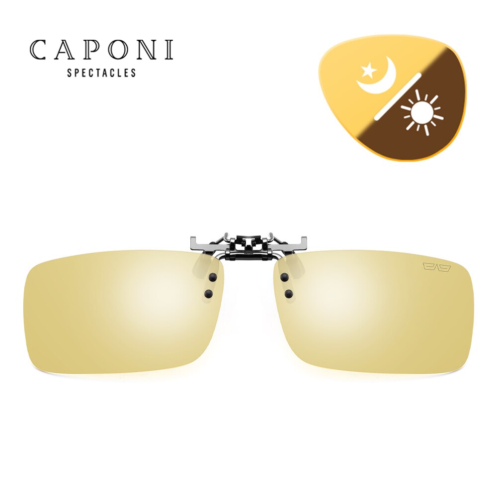 CAPONI Night Vision Clip On Frame Glasses Photochromic Polarized Flip Up Sunglasses Clip UV400 Driving Clip For Frame YSBS1101 - bertofonsi