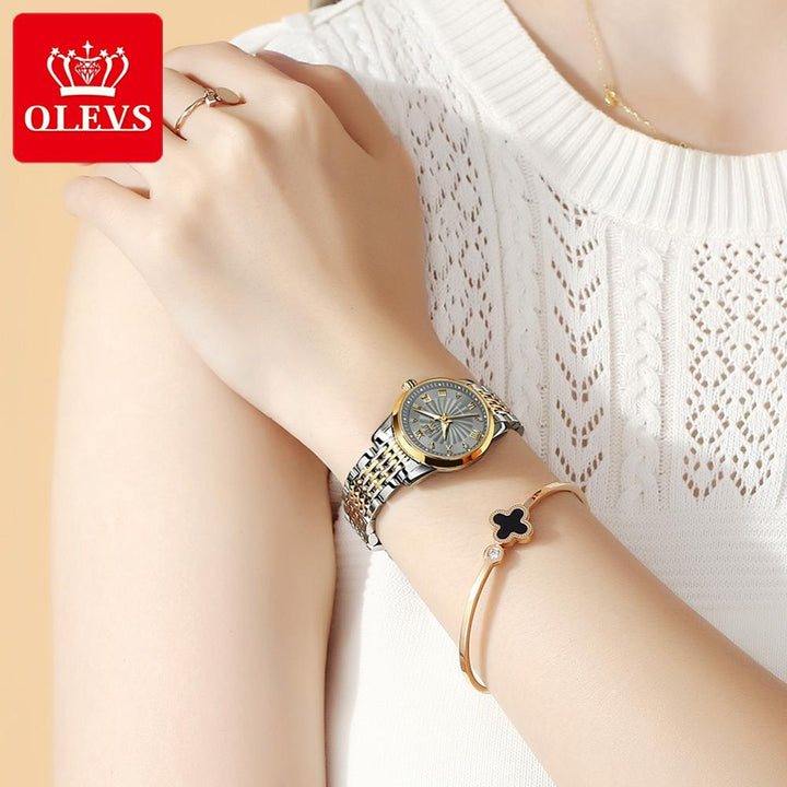 OLEVS Luxury Brand Ladides Automatic Mechanical Wristwatch Waterproof Stainless Steel Simple Watch For Women Gift for girl - bertofonsi