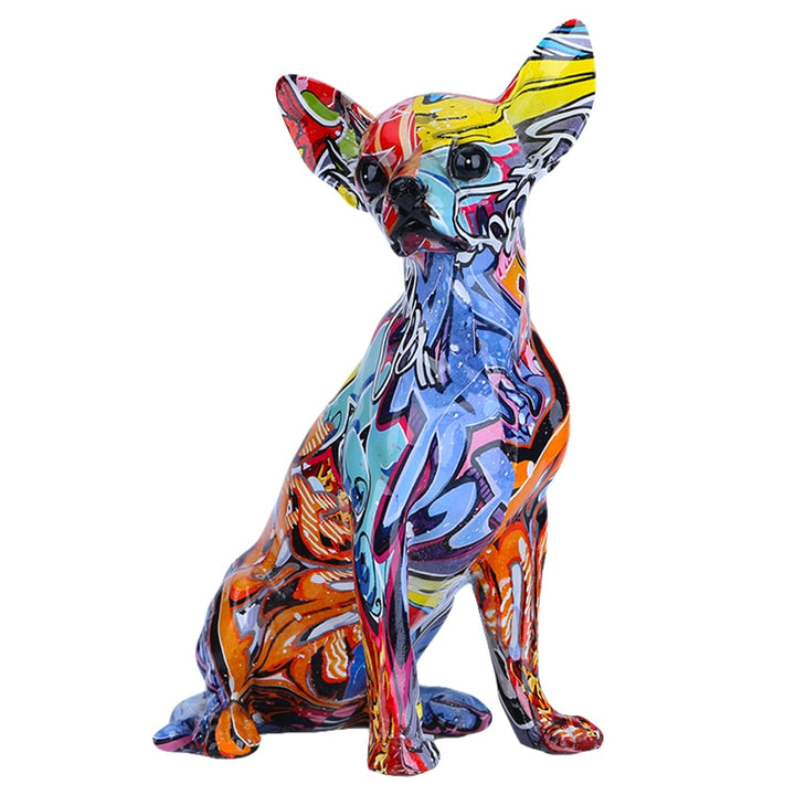 Simple Creative Color Bulldog Chihuahua Dog Statue Living Room Ornaments Home Entrance Wine Cabinet Office Decors Resin Crafts - bertofonsi