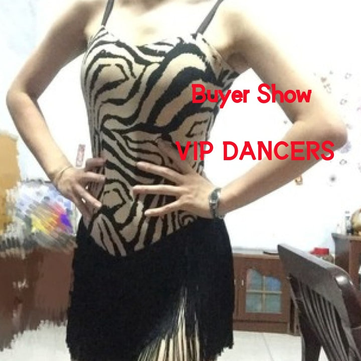 2021 Latin Dance Dress For Women Fringed dress Leopard Sleeveless Dress New Practice Clothes Latin Competition Dress SL4350 - bertofonsi