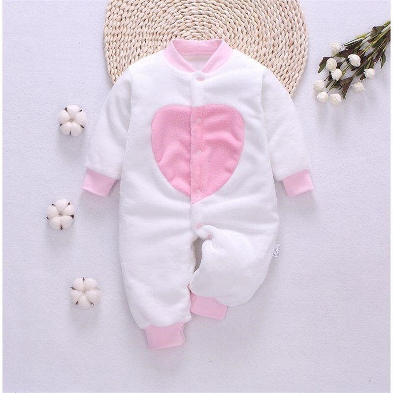 Autumn &amp; Winter Baby Warm Clothes Boy Girl Pure Colour Romper Infant Flannel Soft Fleece Jumpsuit One Piece Toddler Overalls - bertofonsi