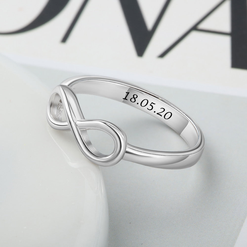 Personalized Infinity Ring Silver Color Custom Name Wedding Gift Love Forever Ring for Women Fashion Jewelry Lam Hub Fong - bertofonsi