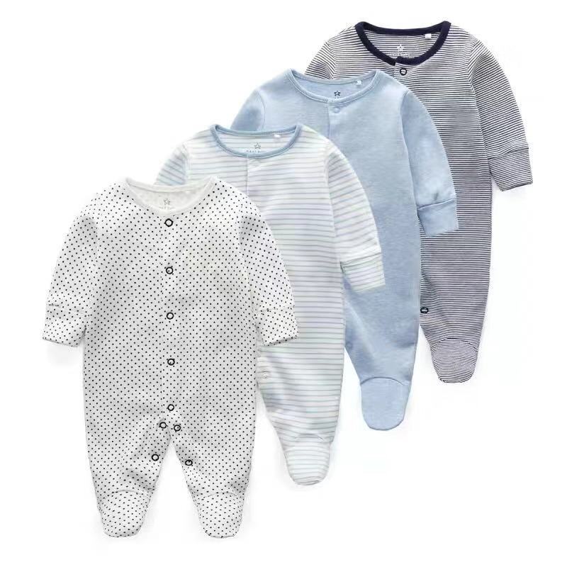 Newborn Baby Clothes Babies Girl Footed Pajamas Roupa Bebe 2 Pack Long Sleeve 3 6 9 12 Months Infant Boy Jumpsuits - bertofonsi