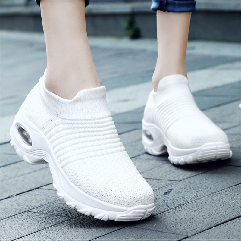 Women Shoes Chunky Sneakers Women White Shoes Breathable Casual Vulcanized Shoes Slip On Platform Sneakers Basket Femme Size 42 - bertofonsi