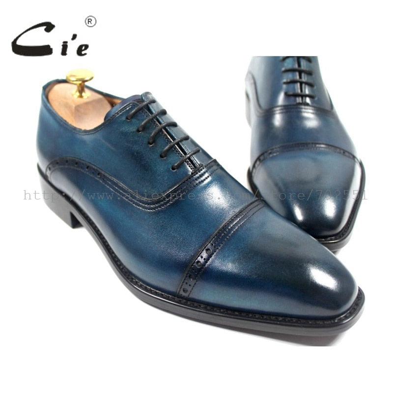 cie Free shipping bespoke custom handmade genuine calf leather upper outsole men's oxford shoe color navy OX179 adhesive craft - bertofonsi