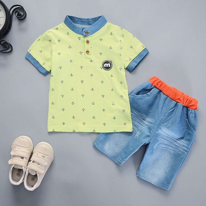 2022 Summer boys clothes sets Baby boy fashion print T-shirt + shorts  2 pieces baby cotton clothing set - bertofonsi