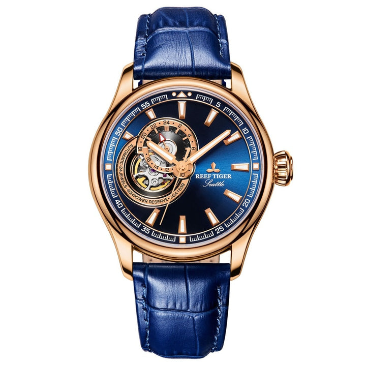 Reef Tiger/RT Dress Men Watch Blue Tourbillon Watches Top Brand Luxury Automatic Mechanical Watch Relogio Masculino RGA1639 - bertofonsi