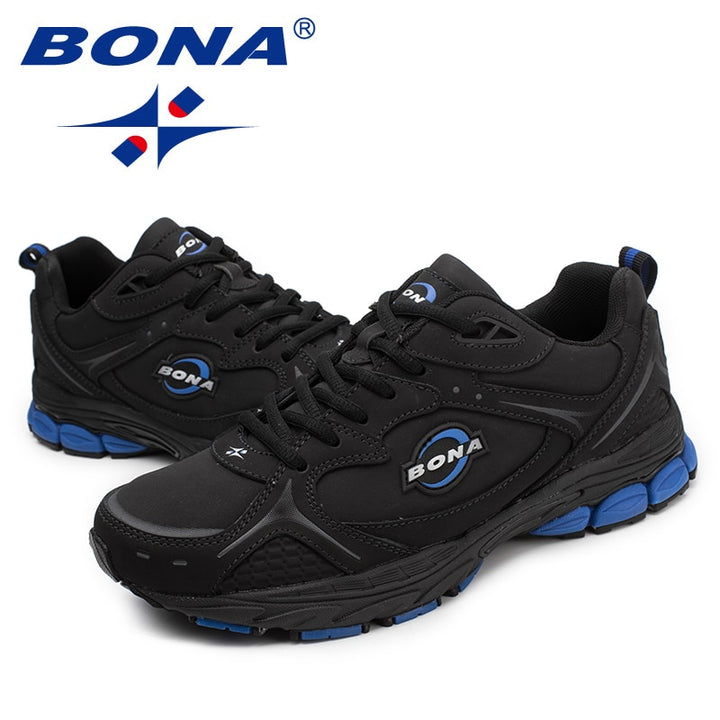 BONA New Classics Style Men Running Shoes Lace Up Men Sport Shoes Leather Men Outdoor Jogging Sneakers Comfortable free shipping - bertofonsi