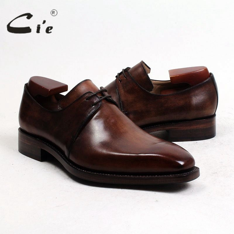 cie Free Shipping Goodyear Welted Handmade Calf Leather Men&#39;s Dress/Classic Derby Color Light Brown Patina Breathable Shoe D141 - bertofonsi